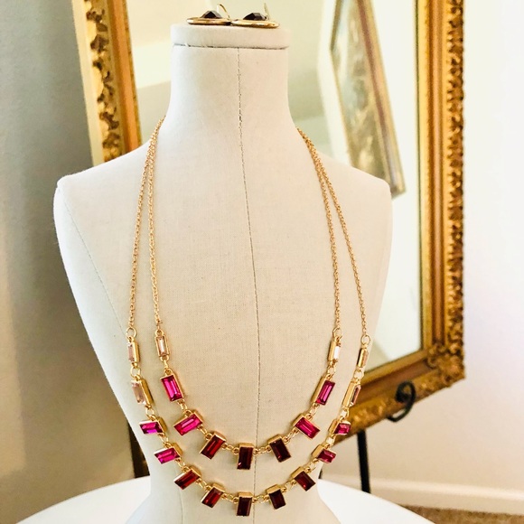 Modern vintage Ombré crystal statement necklace & earrings - Picture 5 of 15